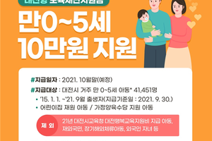 코로나 극복! 대전형 보육재난지원금 지급
